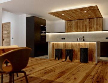 Stone-wood kitchen