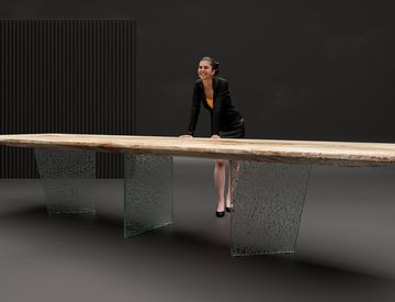 slab table wood broken glass